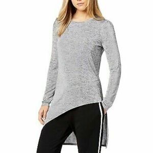 Bar III Grey Long Sleeve Asymmetrical Top